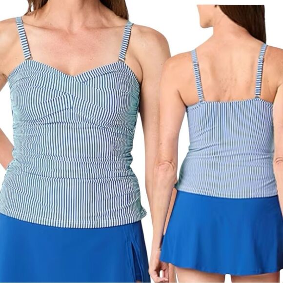Liz Claiborne Other - Liz Claiborne Striped Tankini Swimsuit top blue white stretch summer swim 8